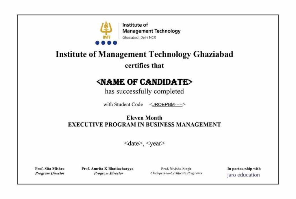 Online Business Management Course by IMT Ghaziabad | Jaro Education
