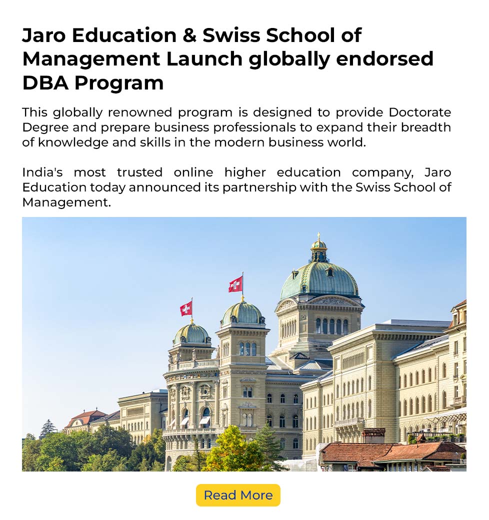 Jaro Education & Swiss School of Management Launch globally endorsed DBA Program
