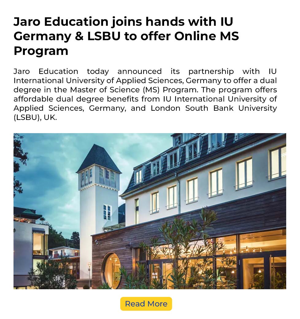 Jaro Education joins hands with IU Germany & LSBU to offer online MS Program