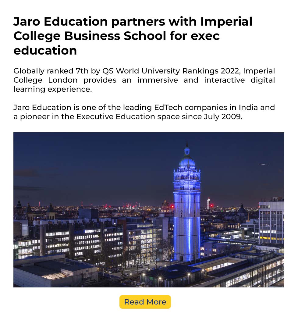 Jaro Education partners with Imperial College Business School for exec education