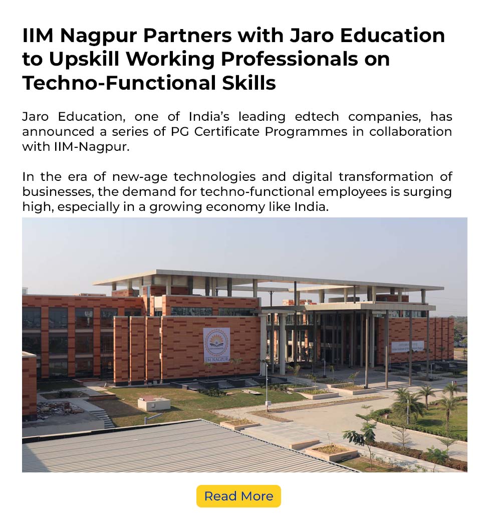 IIM Nagpur Partners with Jaro Education to Upskill Working Professionals on Techno Functional Skills