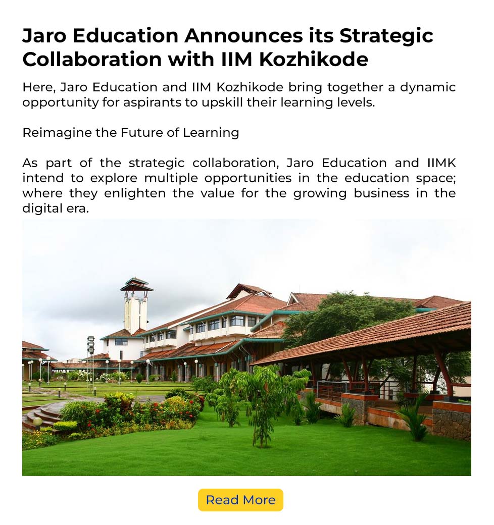 Jaro Education Announces its Strategic Collaboration with IIM Kozhikode