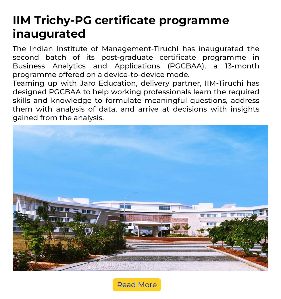 IIM Trichy-PG Certificate programme inaugurated