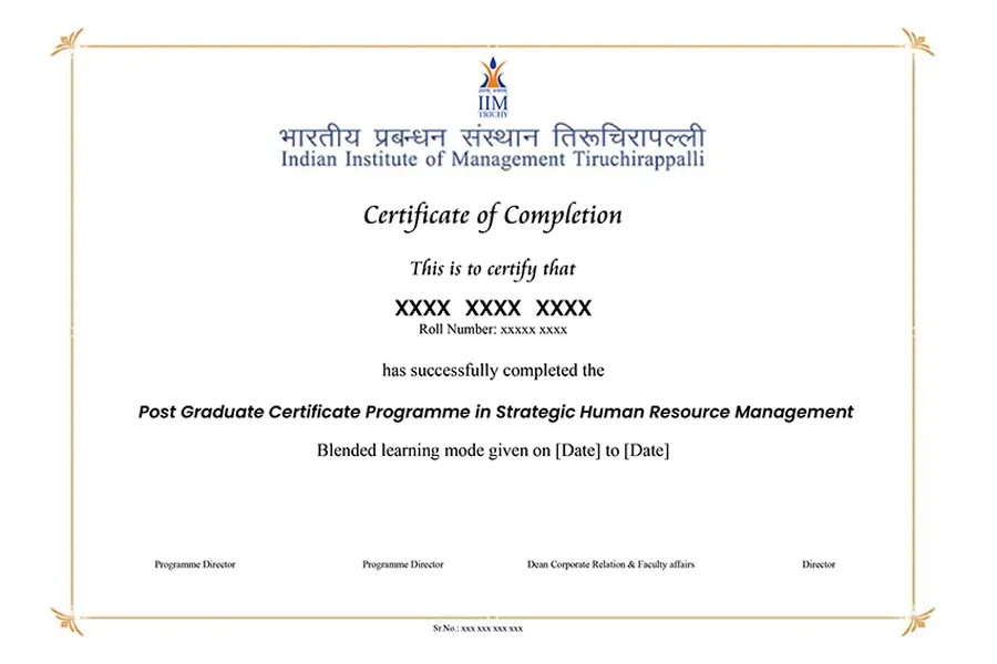 IIM Trichy SHRM Certificate