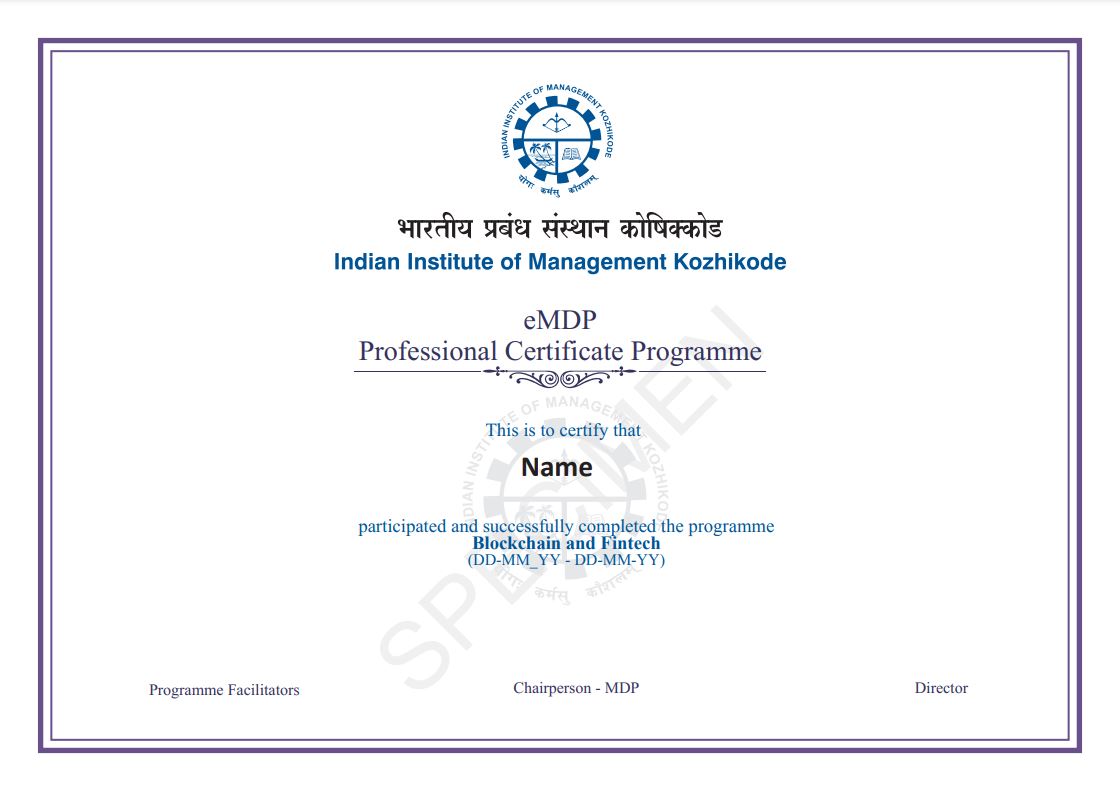 Sample certificate