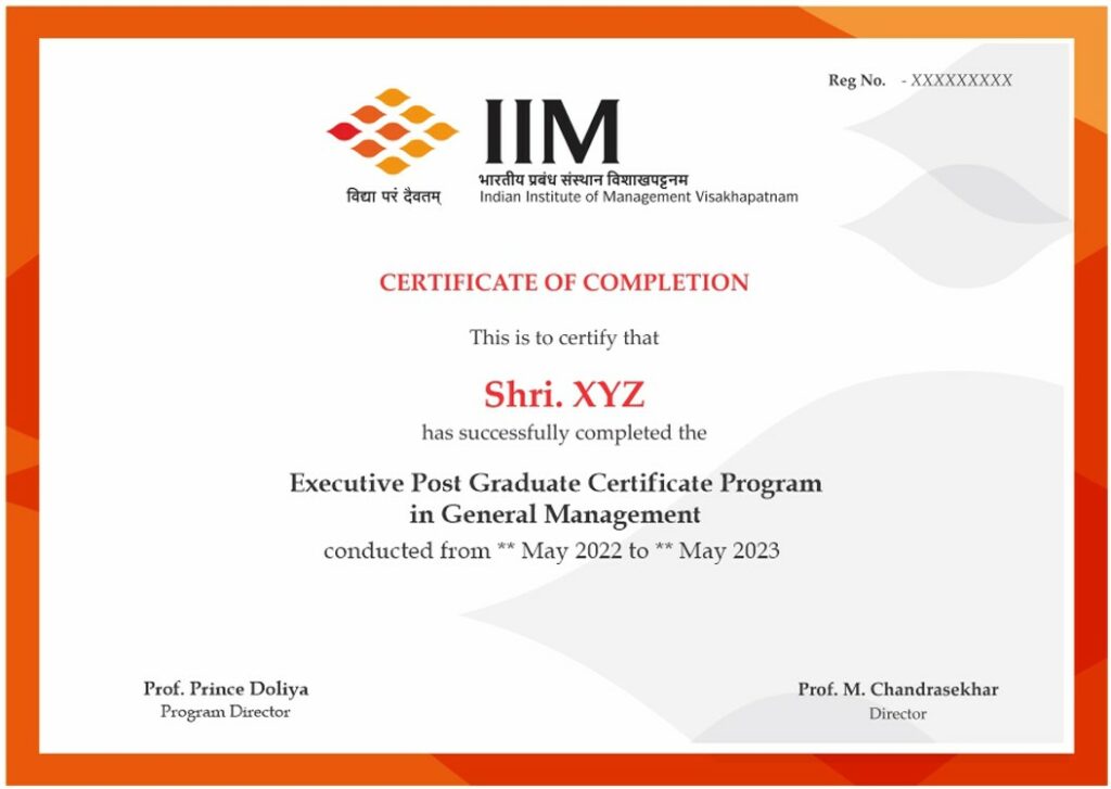 Executive Post Graduate Certificate Program in General Management IIM