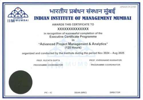 IIM Mumbai APMA Certificate