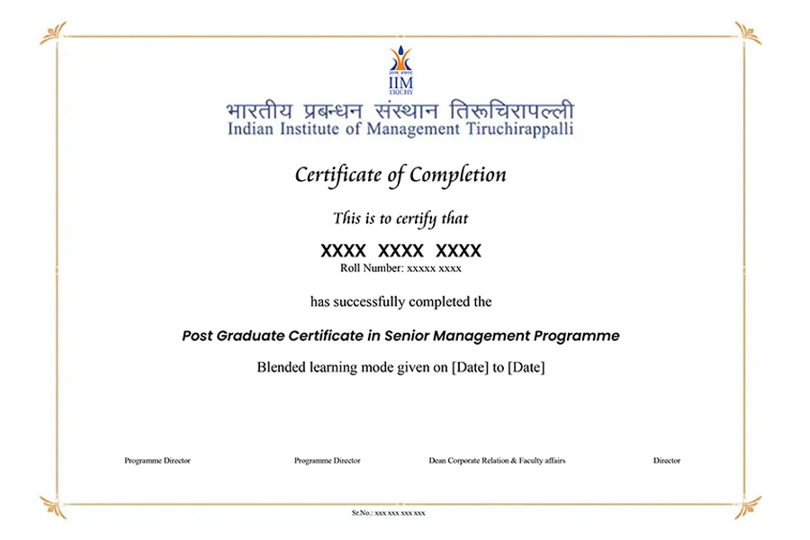IIM Trichy SMP Certificate