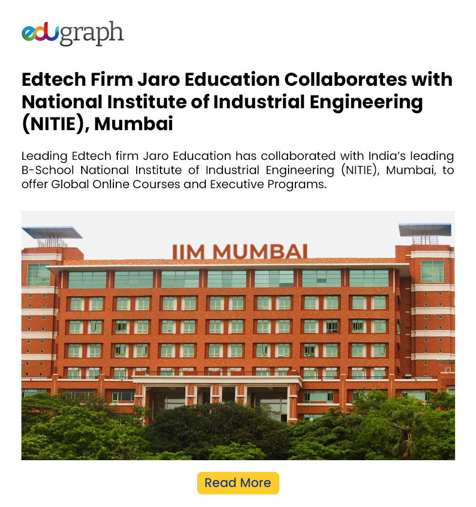 EdTech firm Jaro Education collaborates with National Institute of Industrial Engineering (NITIE), Mumbai