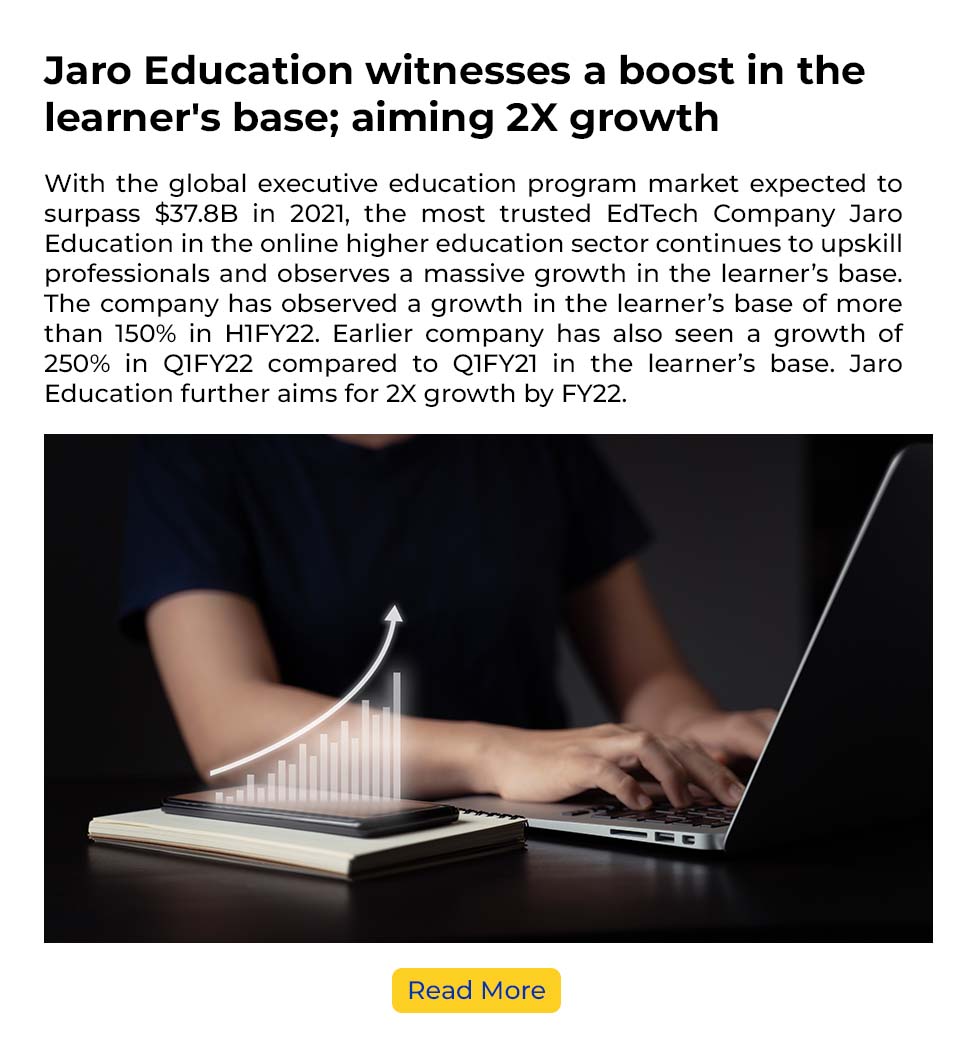 Jaro education witnesses a boost in the learner base aiming 2x growth