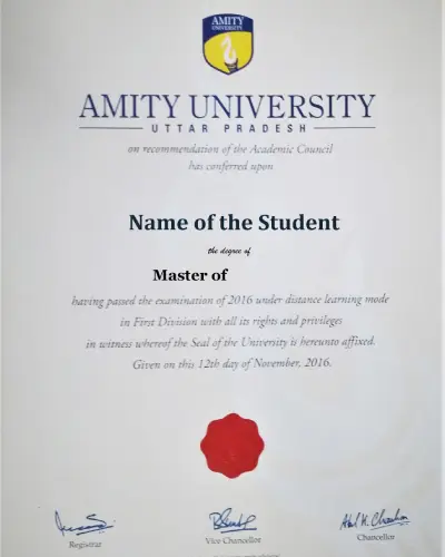Amity University Certificate