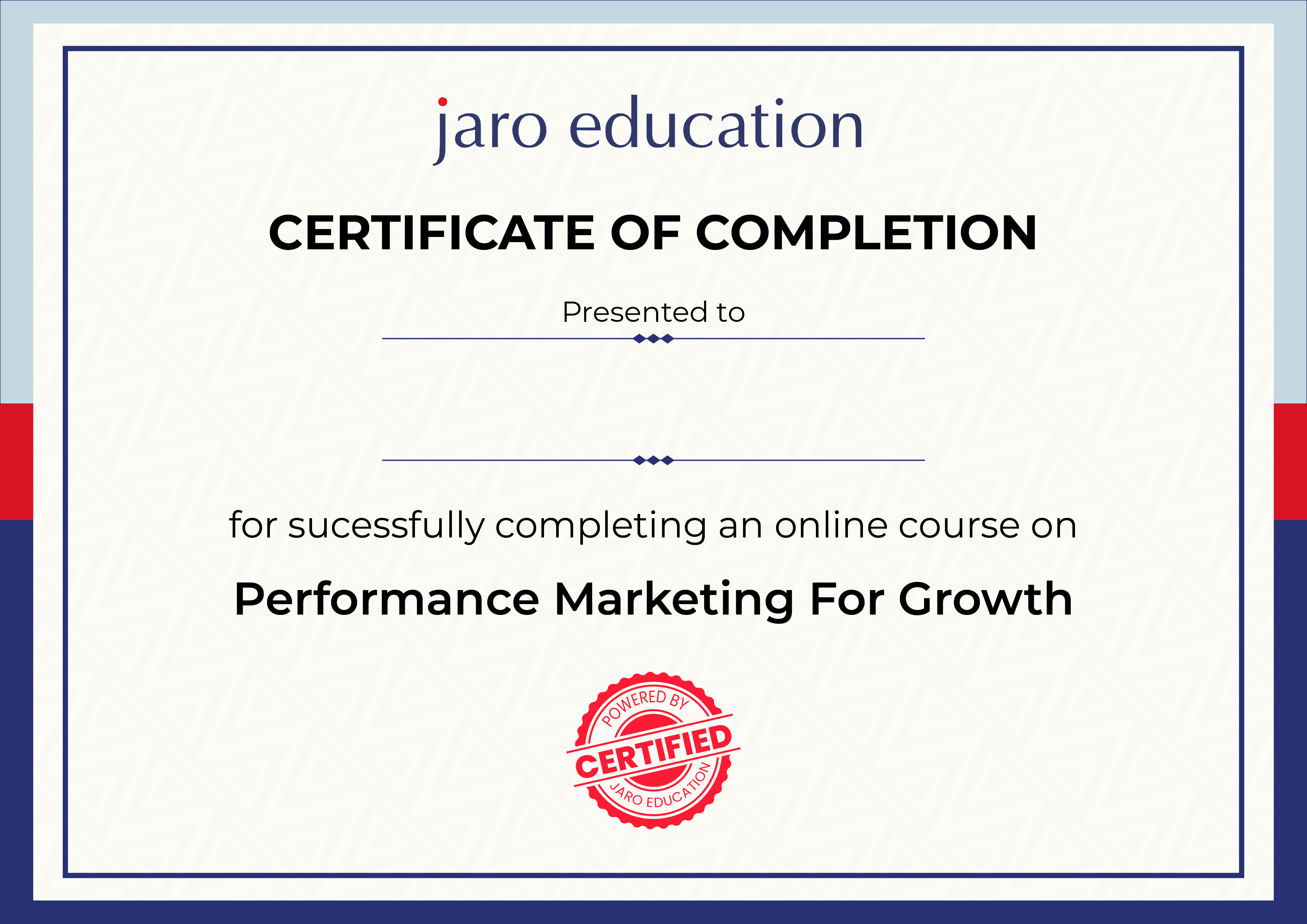 Performance Marketing For Growth Certificate