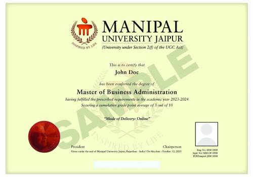 Certificate of Online MBA Manipal University