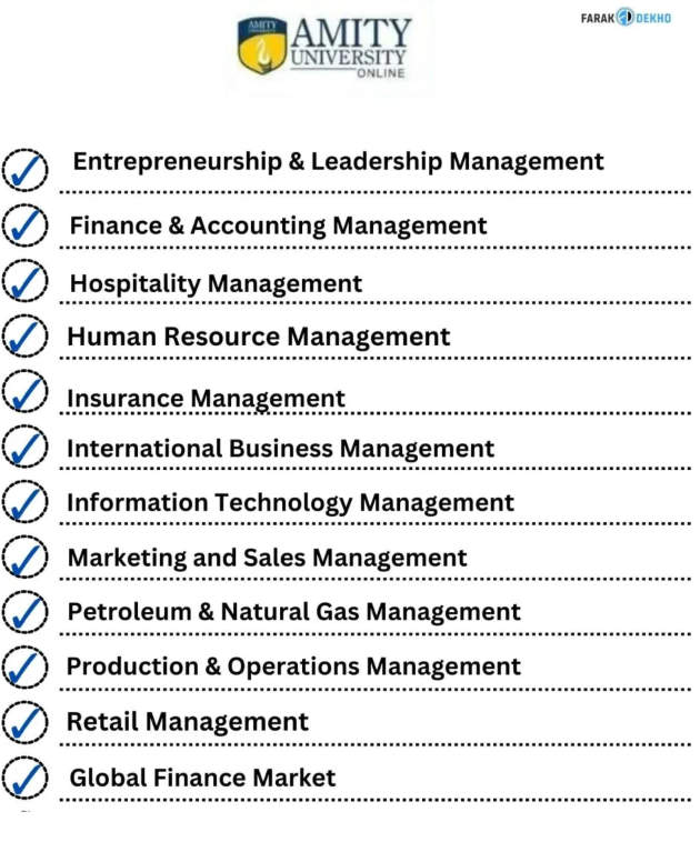 Online MBA Specializations Offered at Amity