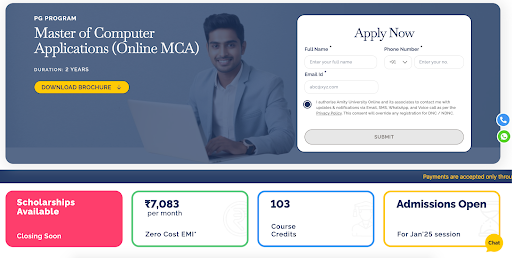 amity online MCA