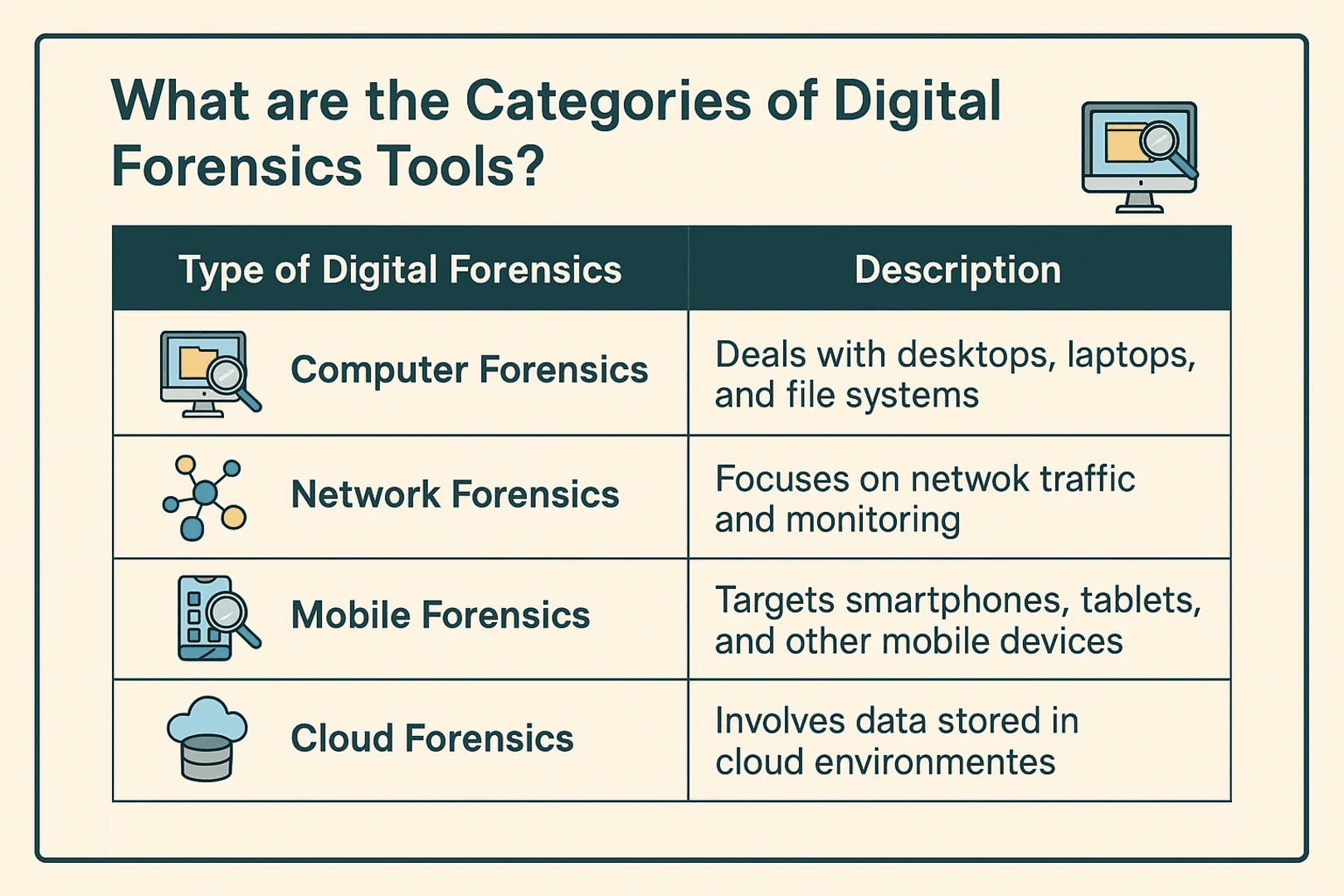 Categories of Digital Forensics Tools