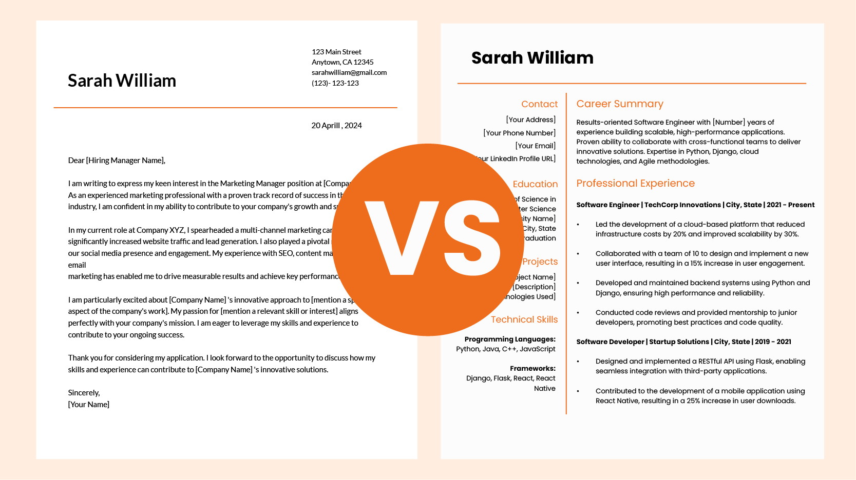 difference between a cover letter and a resume