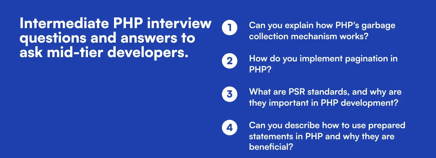 Intermediate PHP interview questions and answers to ask mid-tier developers