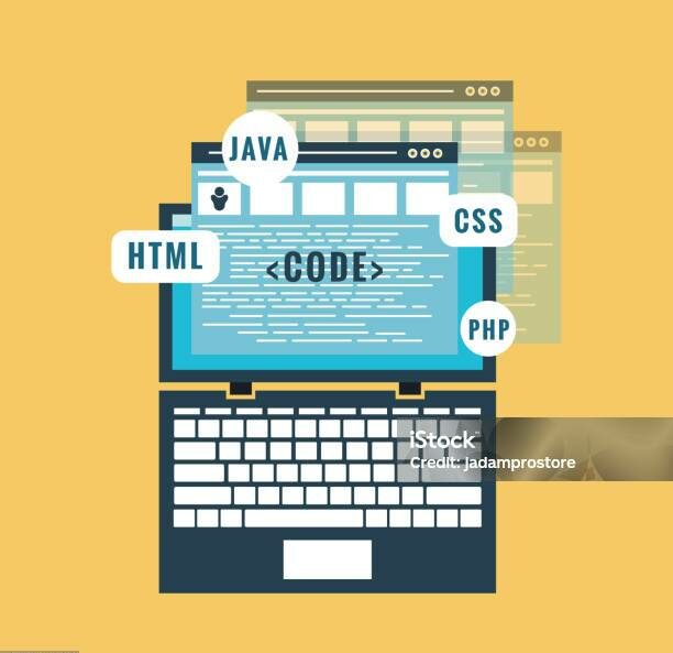 Web Development concept, programming and coding stock illustration