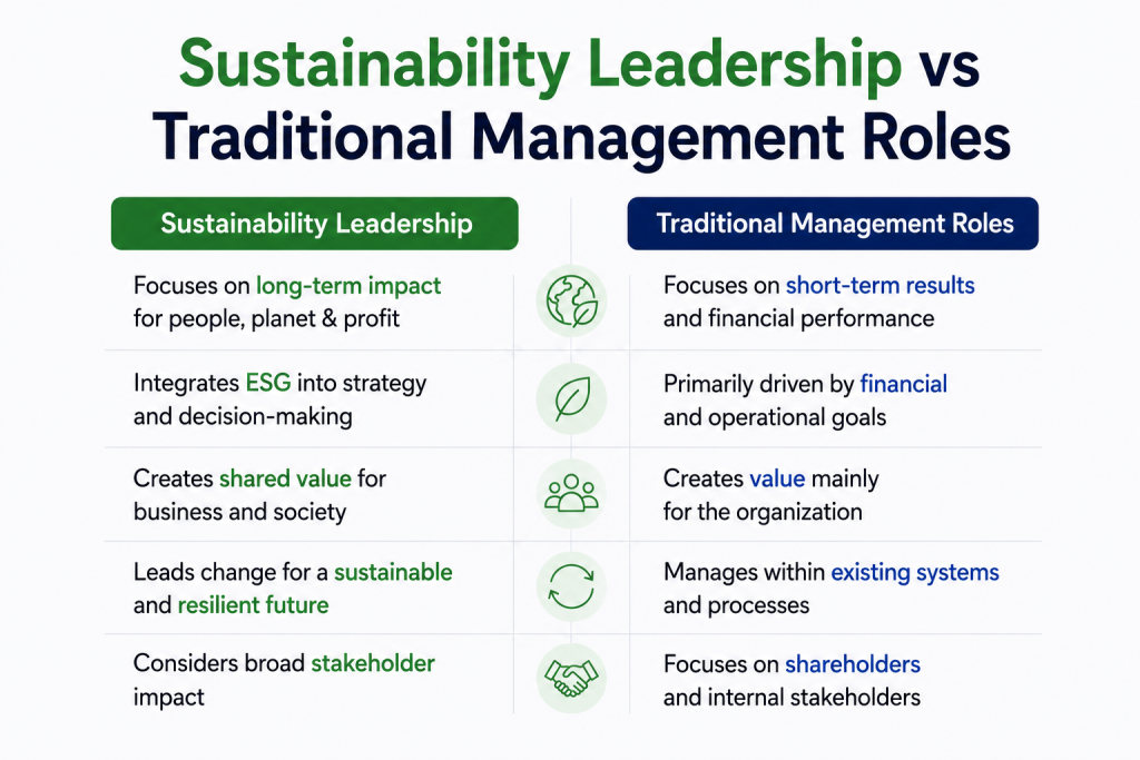 Sustainability Leadership vs Traditional Management Roles