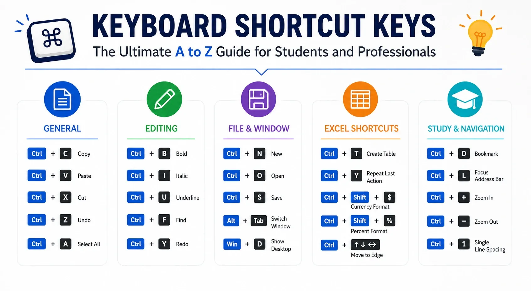 A to Z Keyboard Shortcut Keys
